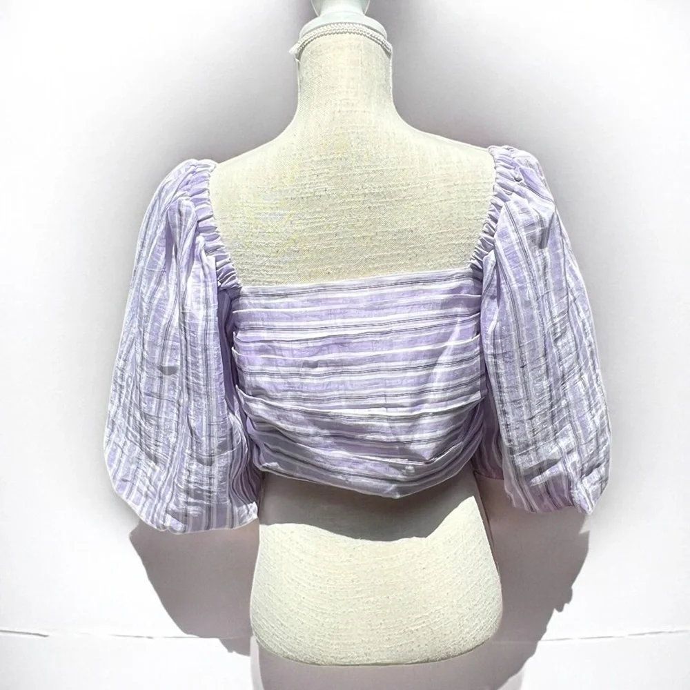 🌻NEW w/tags Sandro Blonvilla Puff Sleeve Crop Top | FR Size 4 / US Size 10 - Picture 9 of 14